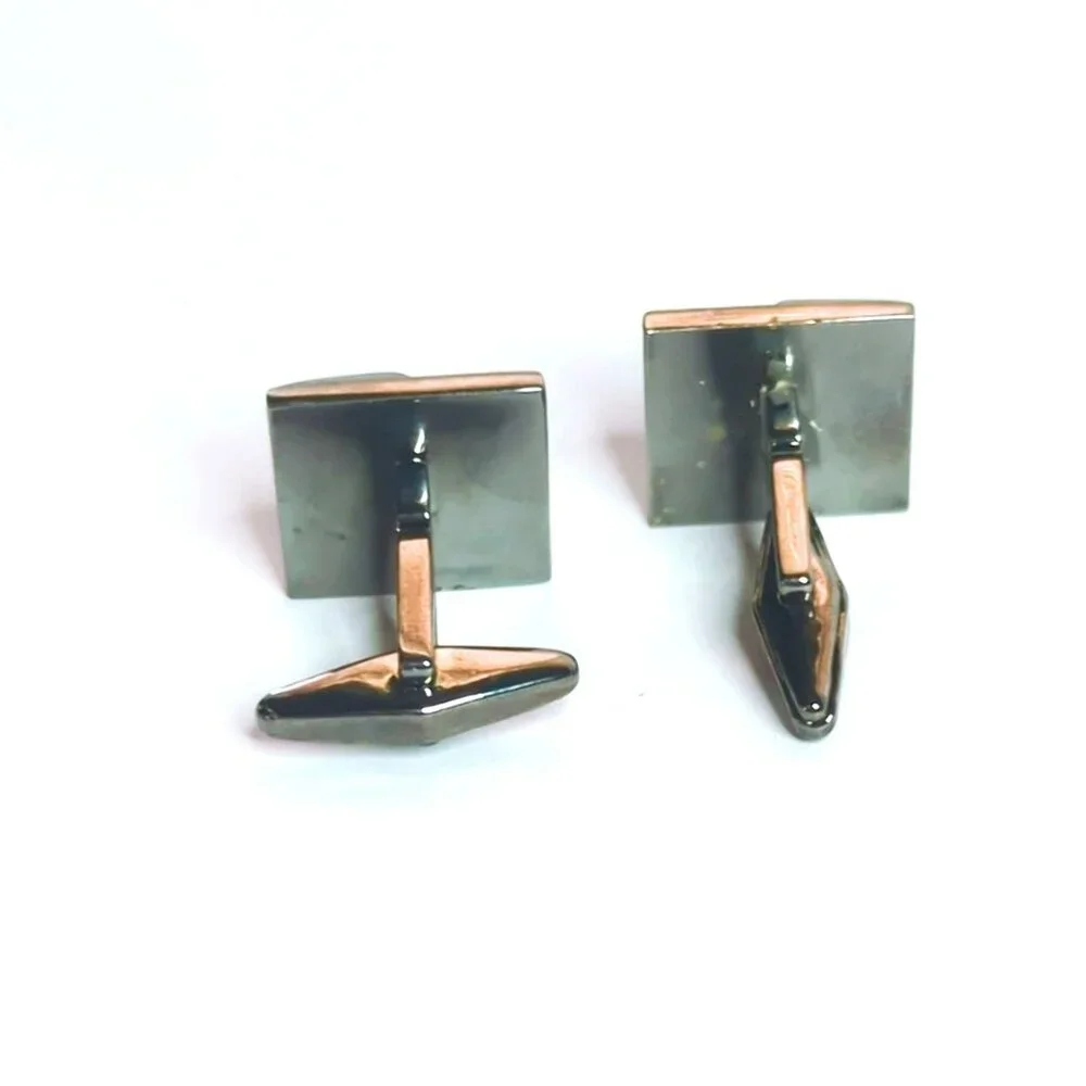 Gray Gunmetal Dual Pattern Square Cufflinks